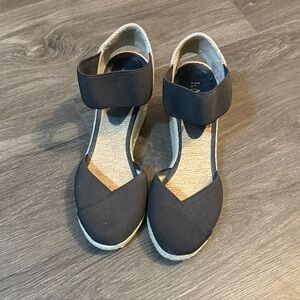 Ralph Lauren Black Espadrille Wedge Sandals
